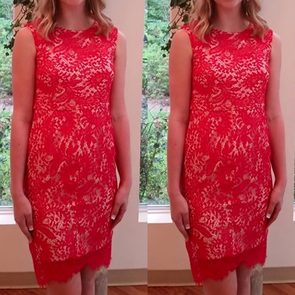 Semi Formal Red Lace Dress size:M - Picture 2 of 2